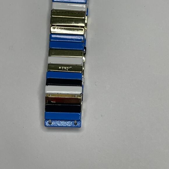 J. Crew JCREW bracelet blue black white silver tone signed costume jewelry - Picture 7 of 14